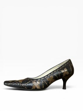 Luna Rosa Jody Black Leather Kitten Heel Pumps Women’s Size 9